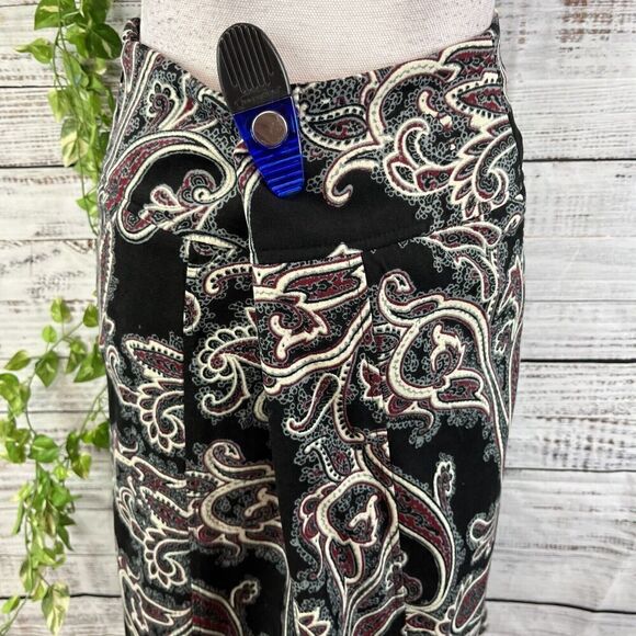 Christopher & Banks Skirt size 10 Black Red Paisley A Line Midi Boho Modest Slim - Picture 14 of 16